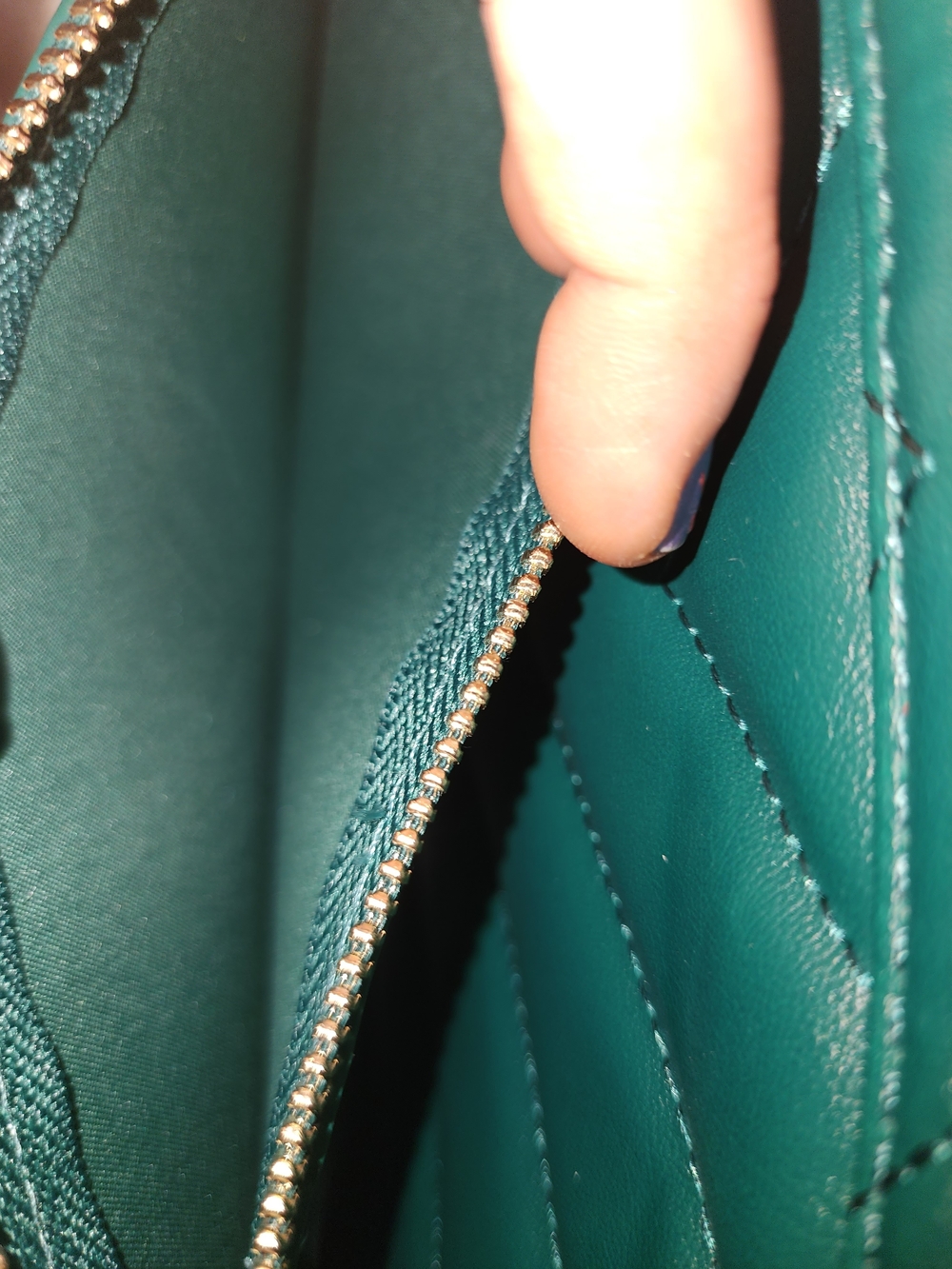 Valentino Orlandi Teal Quilted Crossbody with Gold Chain - Picture 7 of 7